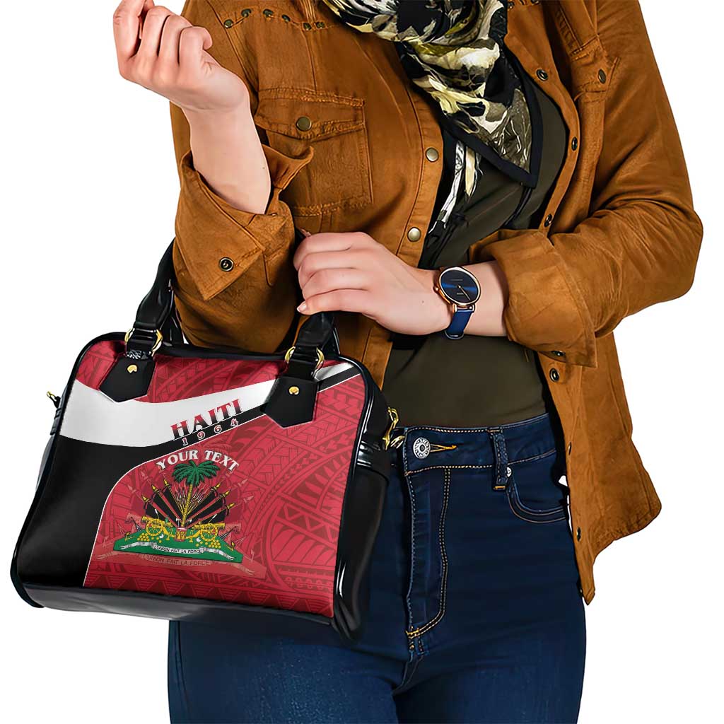 Personalized Haiti Shoulder Handbag Flag 1964 Coat Of Arms - Polynesian Style