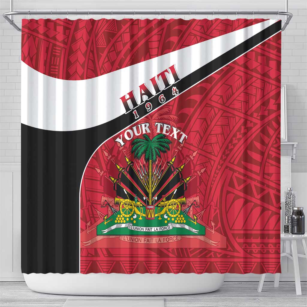 Personalized Haiti Shower Curtain Flag 1964 Coat Of Arms - Polynesian Style