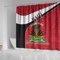 Personalized Haiti Shower Curtain Flag 1964 Coat Of Arms - Polynesian Style