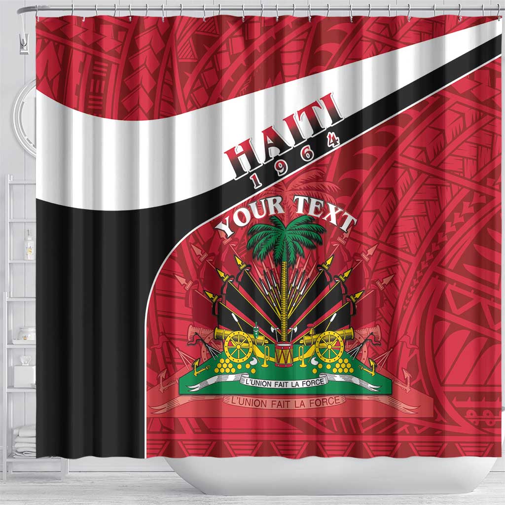 Personalized Haiti Shower Curtain Flag 1964 Coat Of Arms - Polynesian Style