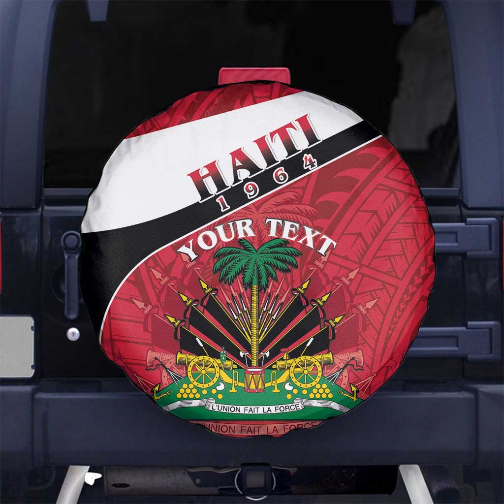 Personalized Haiti Spare Tire Cover Flag 1964 Coat Of Arms - Polynesian Style - Wonder Print Shop
