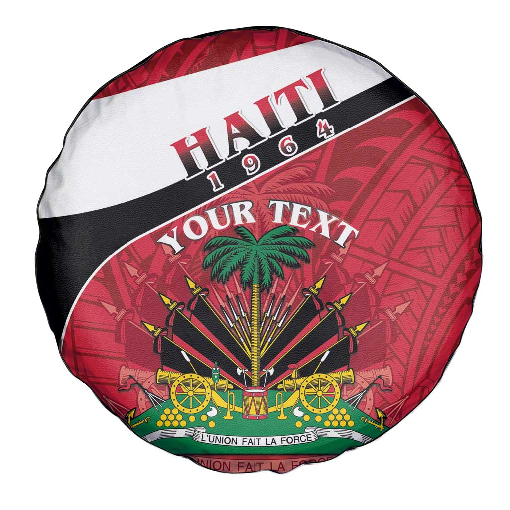 Personalized Haiti Spare Tire Cover Flag 1964 Coat Of Arms - Polynesian Style - Wonder Print Shop