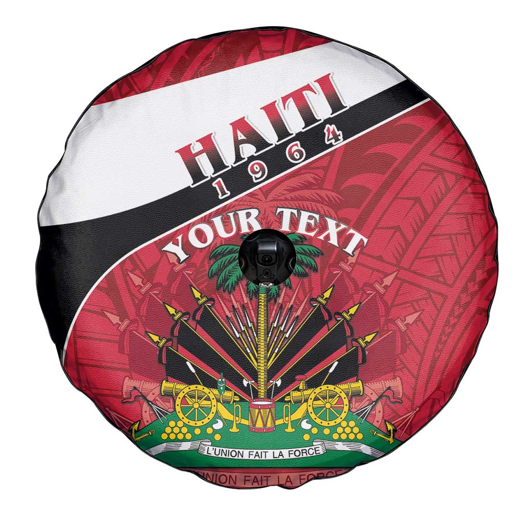Personalized Haiti Spare Tire Cover Flag 1964 Coat Of Arms - Polynesian Style - Wonder Print Shop