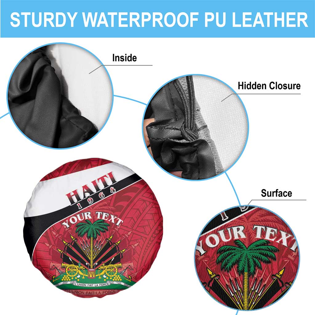 Personalized Haiti Spare Tire Cover Flag 1964 Coat Of Arms - Polynesian Style - Wonder Print Shop