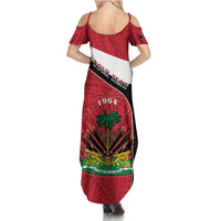 Personalized Haiti Summer Maxi Dress Flag 1964 Coat Of Arms - Polynesian Style - Wonder Print Shop
