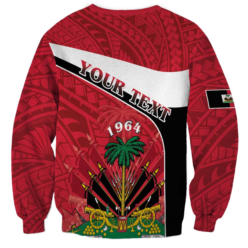 Personalized Haiti Sweatshirt Flag 1964 Coat Of Arms - Polynesian Style - Wonder Print Shop