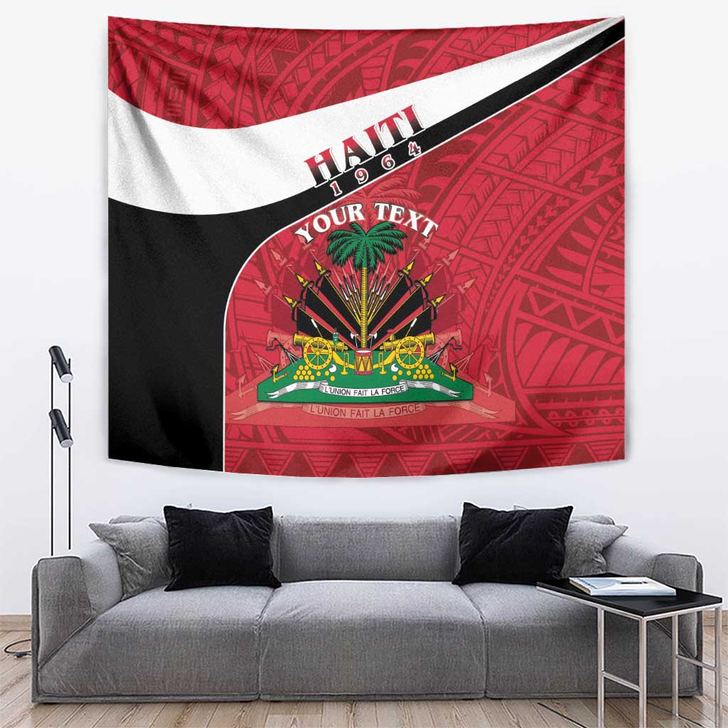 Personalized Haiti Tapestry Flag 1964 Coat Of Arms - Polynesian Style - Wonder Print Shop
