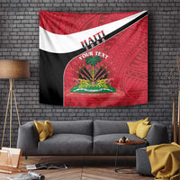 Personalized Haiti Tapestry Flag 1964 Coat Of Arms - Polynesian Style - Wonder Print Shop