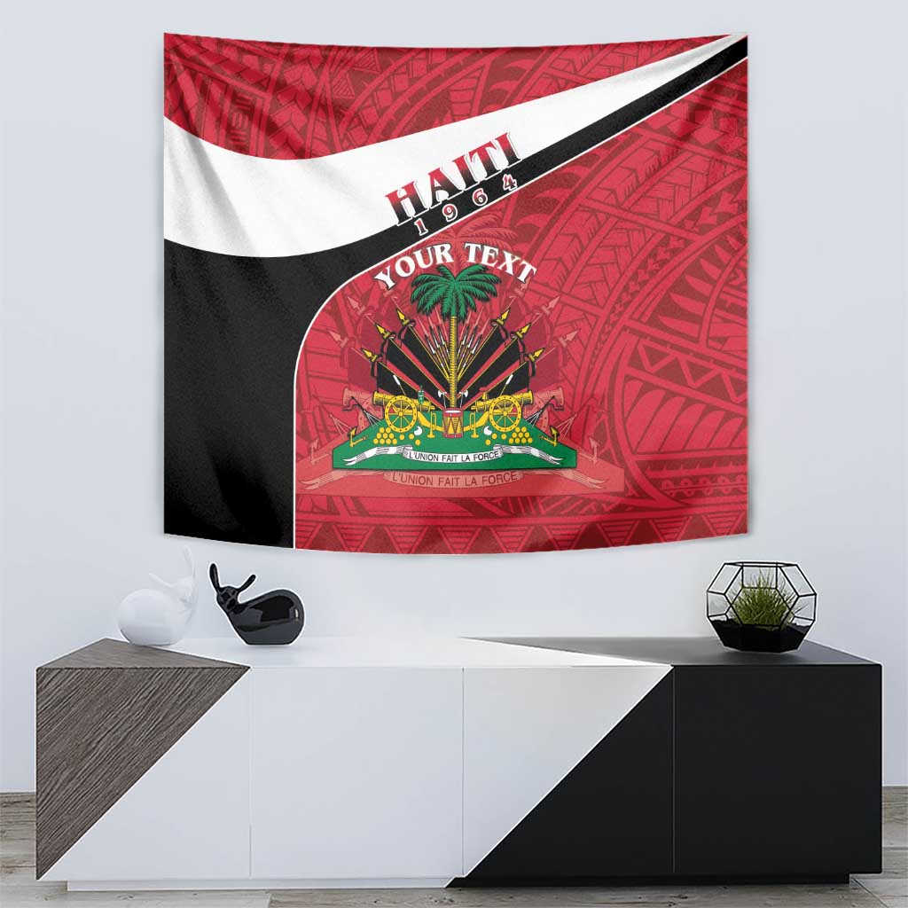 Personalized Haiti Tapestry Flag 1964 Coat Of Arms - Polynesian Style - Wonder Print Shop