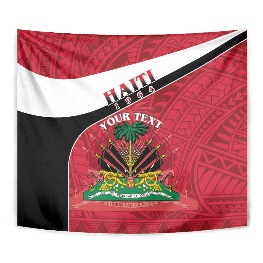 Personalized Haiti Tapestry Flag 1964 Coat Of Arms - Polynesian Style - Wonder Print Shop