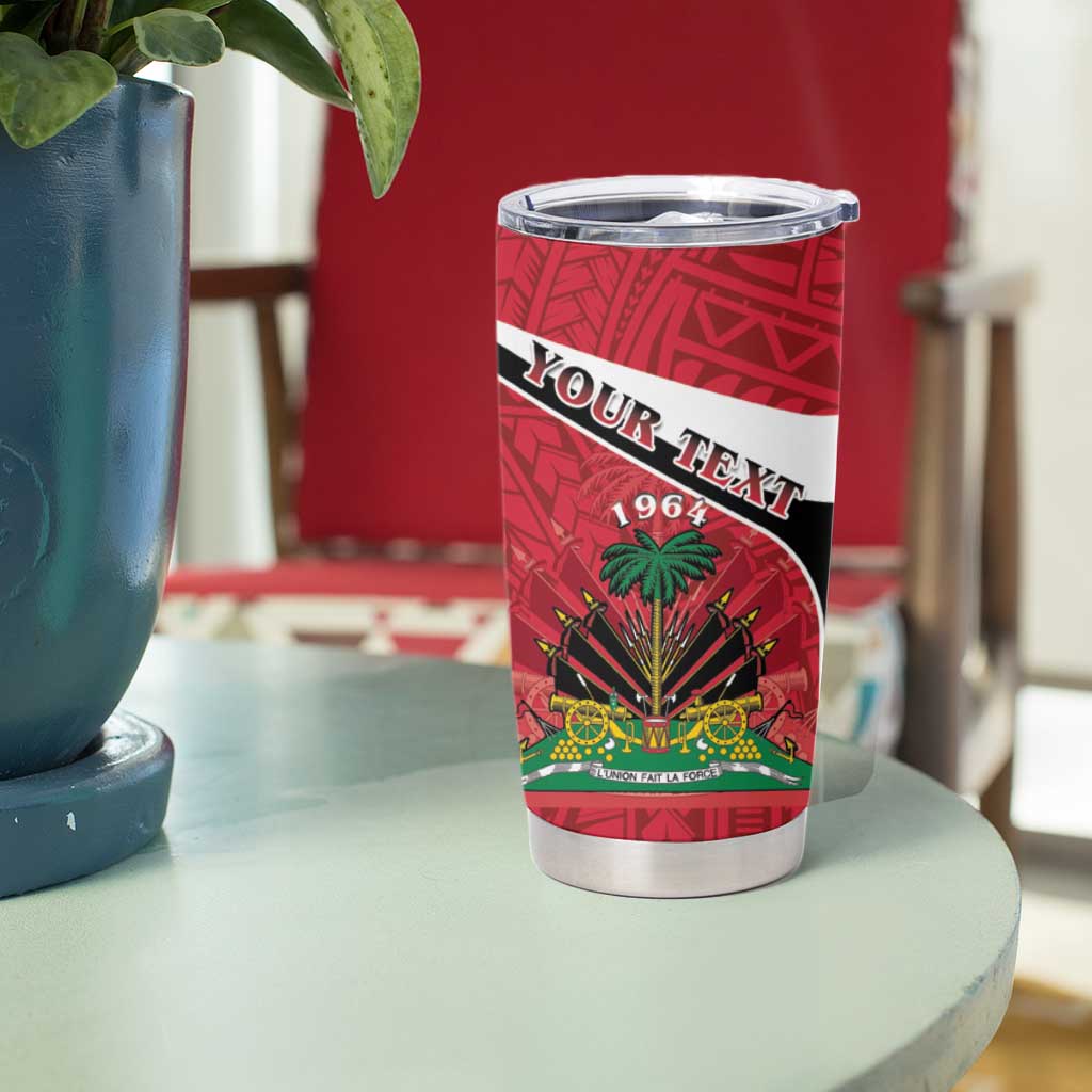 Personalized Haiti Tumbler Cup Flag 1964 Coat Of Arms - Polynesian Style - Wonder Print Shop