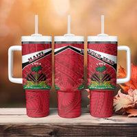 Personalized Haiti Tumbler With Handle Flag 1964 Coat Of Arms - Polynesian Style - Wonder Print Shop