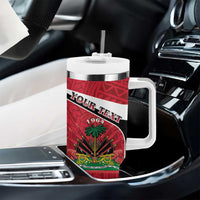 Personalized Haiti Tumbler With Handle Flag 1964 Coat Of Arms - Polynesian Style - Wonder Print Shop