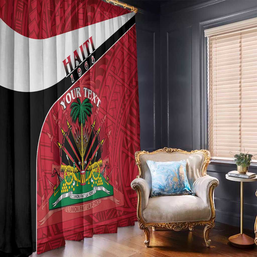 Personalized Haiti Window Curtain Flag 1964 Coat Of Arms - Polynesian Style - Wonder Print Shop