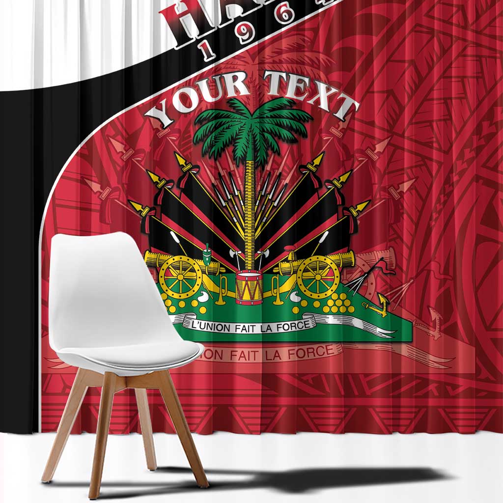 Personalized Haiti Window Curtain Flag 1964 Coat Of Arms - Polynesian Style - Wonder Print Shop