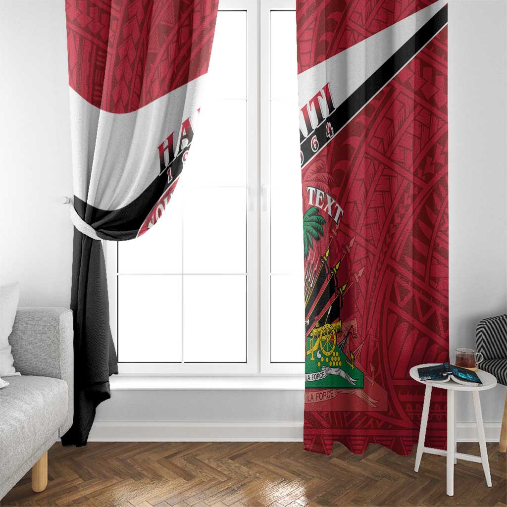 Personalized Haiti Window Curtain Flag 1964 Coat Of Arms - Polynesian Style - Wonder Print Shop