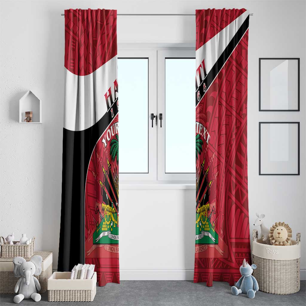 Personalized Haiti Window Curtain Flag 1964 Coat Of Arms - Polynesian Style - Wonder Print Shop