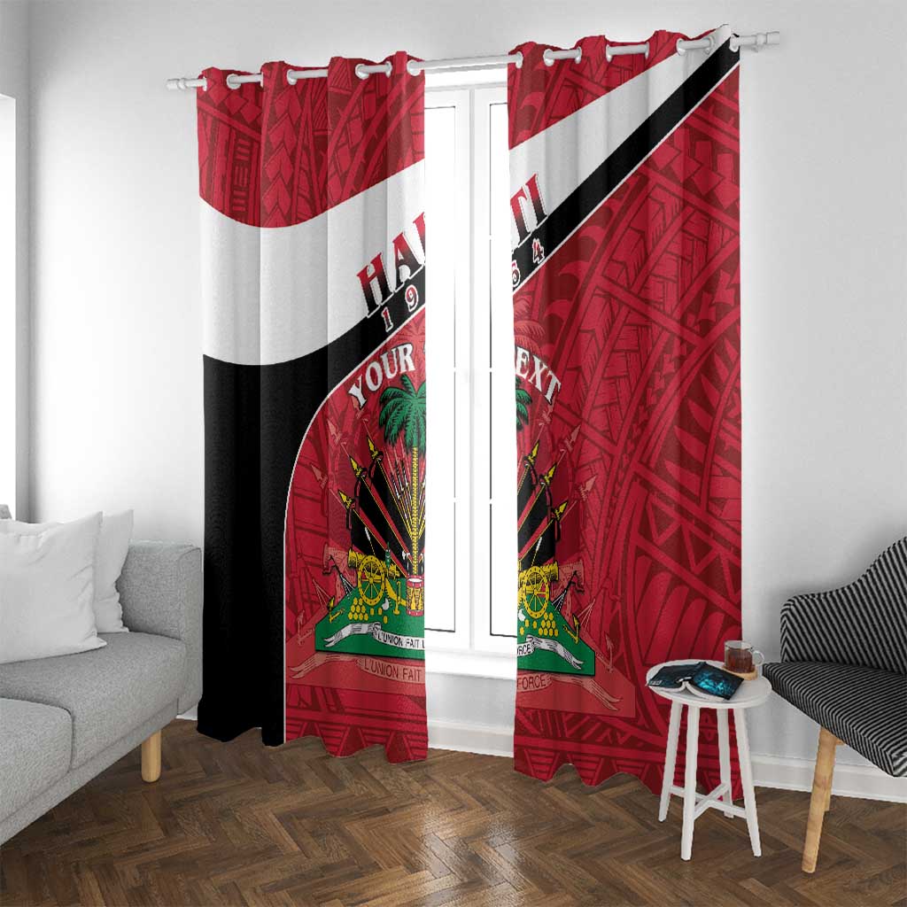 Personalized Haiti Window Curtain Flag 1964 Coat Of Arms - Polynesian Style - Wonder Print Shop