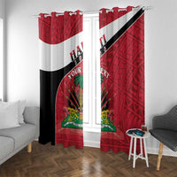 Personalized Haiti Window Curtain Flag 1964 Coat Of Arms - Polynesian Style - Wonder Print Shop
