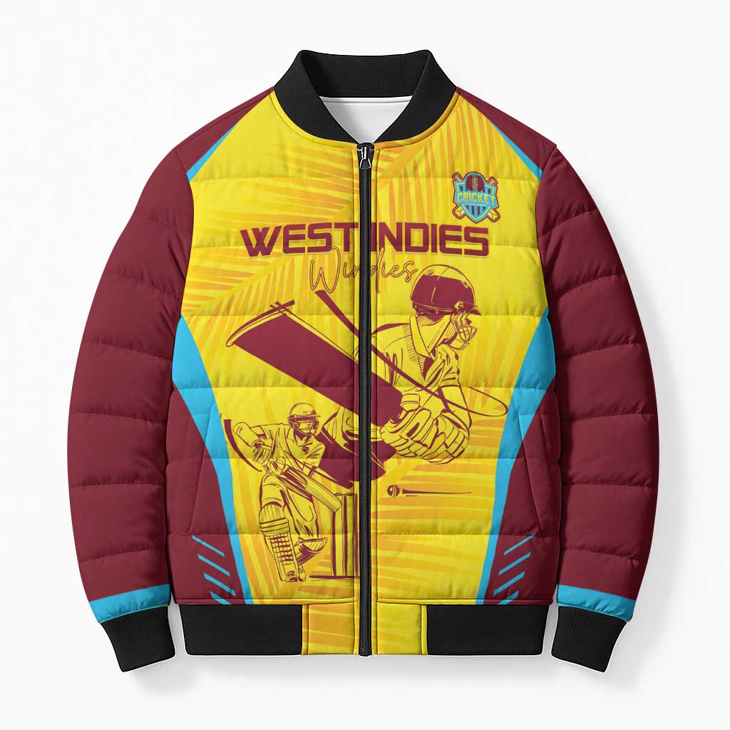 Custom West Indies Cricket Bomber Puffer Jacket Go Windies Go - Wonder Print Shop