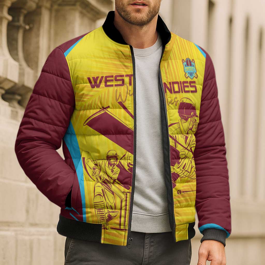 Custom West Indies Cricket Bomber Puffer Jacket Go Windies Go - Wonder Print Shop