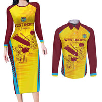 Custom West Indies Cricket Couples Matching Long Sleeve Bodycon Dress and Long Sleeve Button Shirt Go Windies Go - Wonder Print Shop