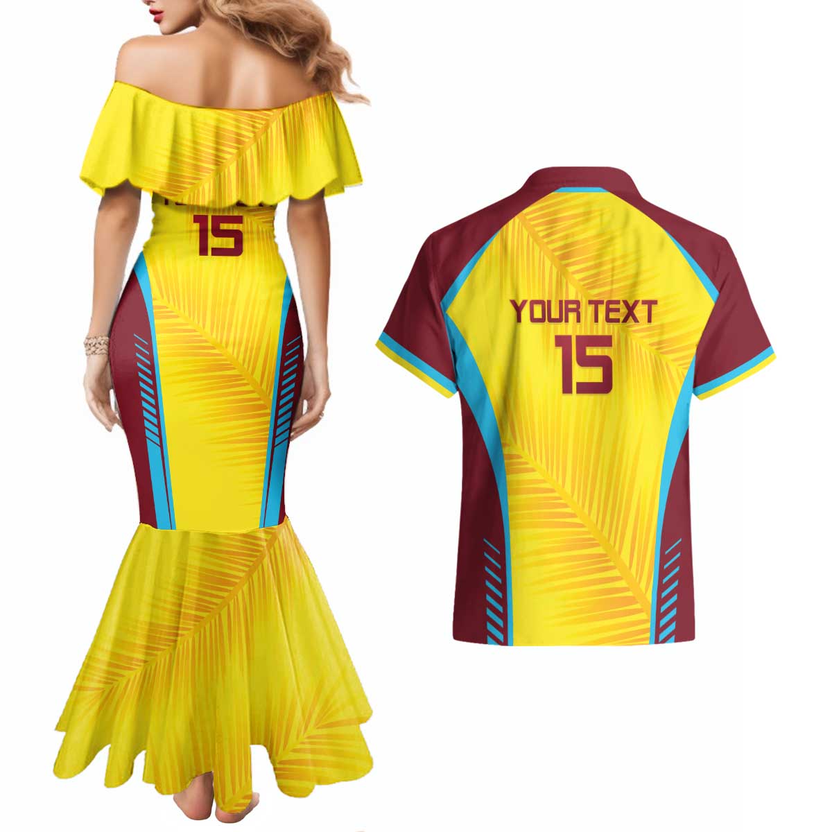 Custom West Indies Cricket Couples Matching Mermaid Dress and Hawaiian Shirt Go Windies Go - Wonder Print Shop