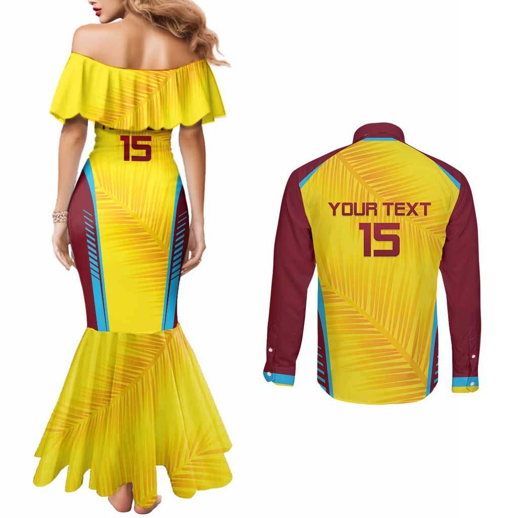 Custom West Indies Cricket Couples Matching Mermaid Dress and Long Sleeve Button Shirt Go Windies Go - Wonder Print Shop