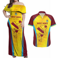 Custom West Indies Cricket Couples Matching Off Shoulder Maxi Dress and Hawaiian Shirt Go Windies Go - Wonder Print Shop