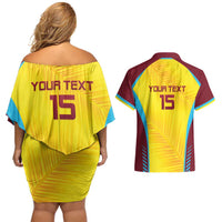 Custom West Indies Cricket Couples Matching Off Shoulder Short Dress and Hawaiian Shirt Go Windies Go - Wonder Print Shop