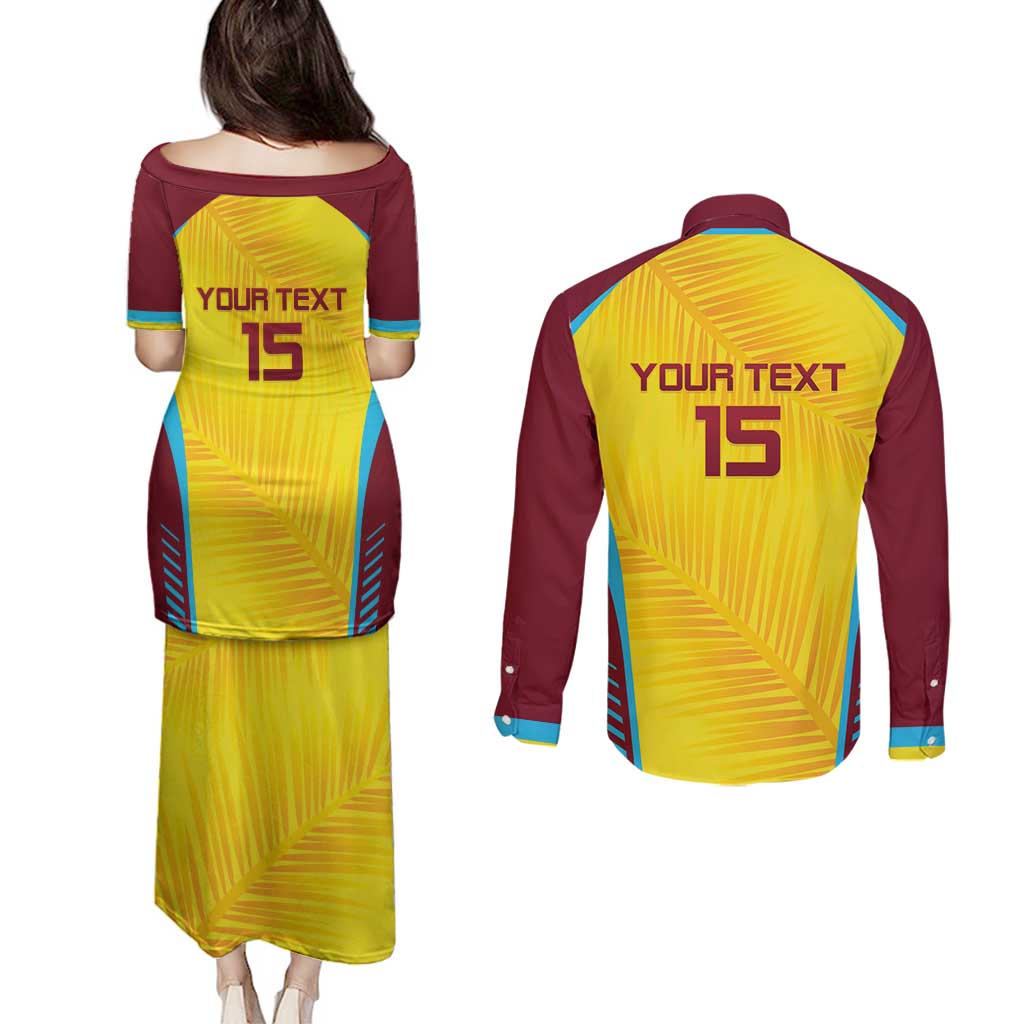 Custom West Indies Cricket Couples Matching Puletasi and Long Sleeve Button Shirt Go Windies Go - Wonder Print Shop