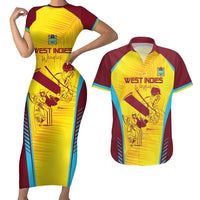 Custom West Indies Cricket Couples Matching Short Sleeve Bodycon Dress and Hawaiian Shirt Go Windies Go - Wonder Print Shop
