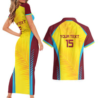 Custom West Indies Cricket Couples Matching Short Sleeve Bodycon Dress and Hawaiian Shirt Go Windies Go - Wonder Print Shop