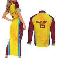 Custom West Indies Cricket Couples Matching Short Sleeve Bodycon Dress and Long Sleeve Button Shirt Go Windies Go - Wonder Print Shop