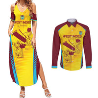 Custom West Indies Cricket Couples Matching Summer Maxi Dress and Long Sleeve Button Shirt Go Windies Go - Wonder Print Shop