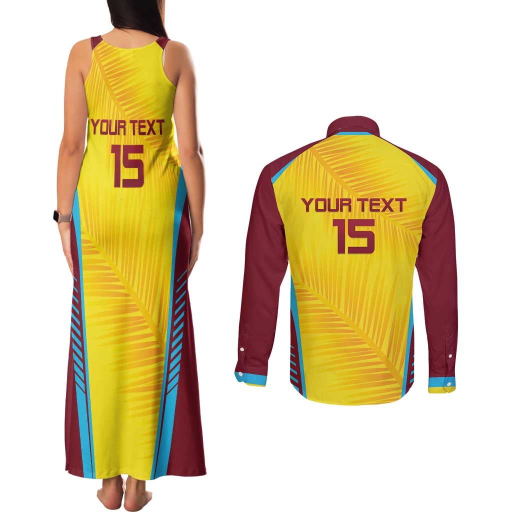 Custom West Indies Cricket Couples Matching Tank Maxi Dress and Long Sleeve Button Shirt Go Windies Go - Wonder Print Shop
