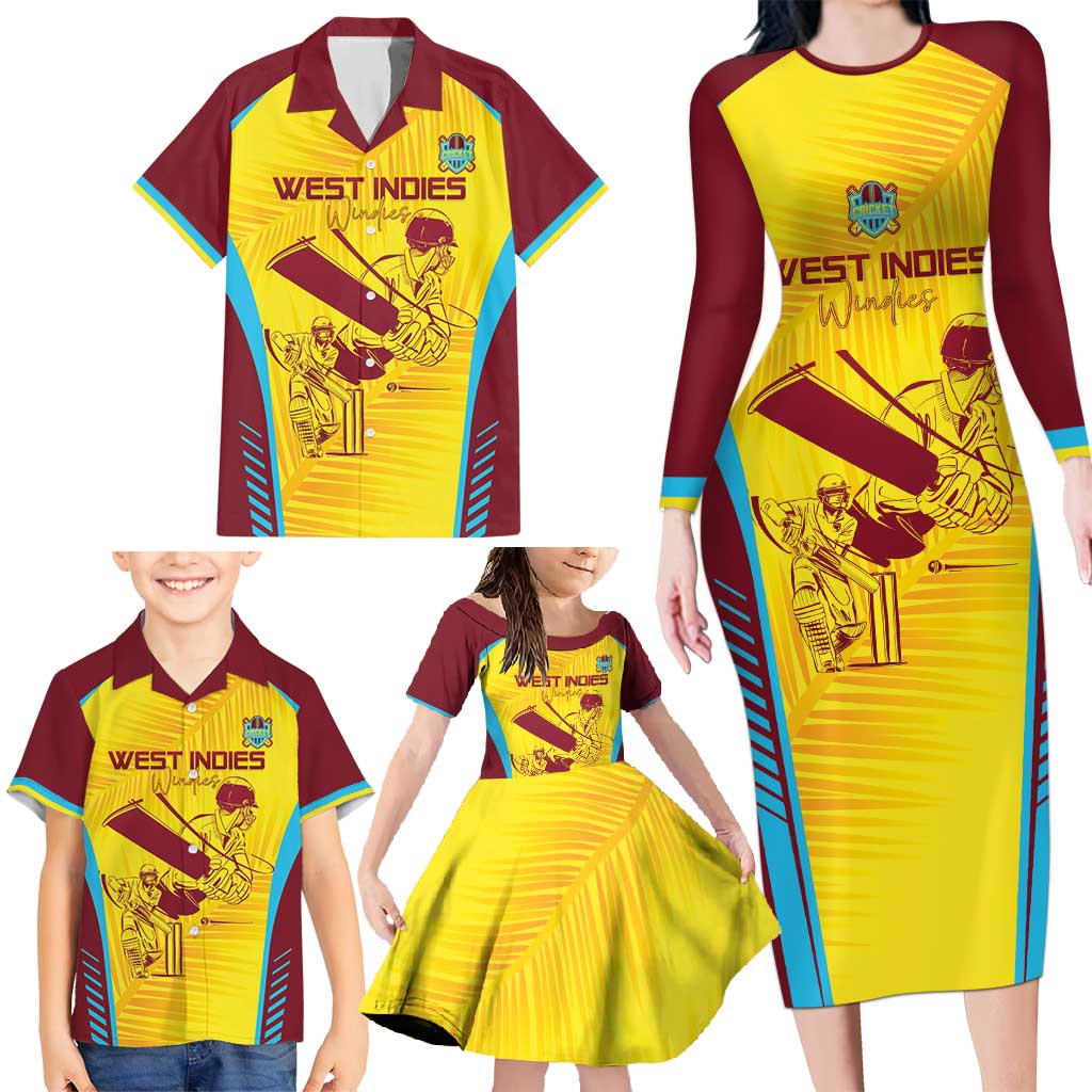 Custom West Indies Cricket Family Matching Long Sleeve Bodycon Dress and Hawaiian Shirt Go Windies Go - Wonder Print Shop