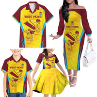 Custom West Indies Cricket Family Matching Off The Shoulder Long Sleeve Dress and Hawaiian Shirt Go Windies Go - Wonder Print Shop