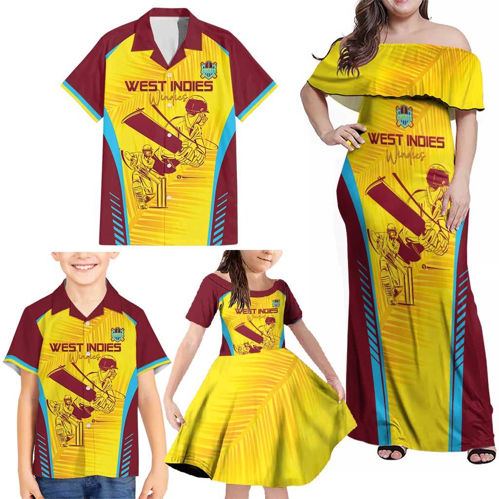 Custom West Indies Cricket Family Matching Off Shoulder Maxi Dress and Hawaiian Shirt Go Windies Go - Wonder Print Shop