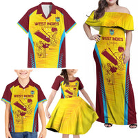 Custom West Indies Cricket Family Matching Off Shoulder Maxi Dress and Hawaiian Shirt Go Windies Go - Wonder Print Shop