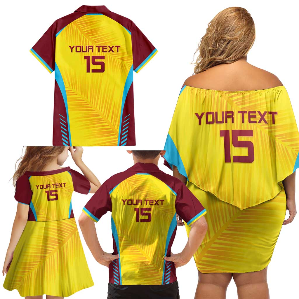 Custom West Indies Cricket Family Matching Off Shoulder Short Dress and Hawaiian Shirt Go Windies Go - Wonder Print Shop