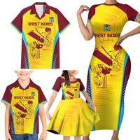 Custom West Indies Cricket Family Matching Short Sleeve Bodycon Dress and Hawaiian Shirt Go Windies Go - Wonder Print Shop