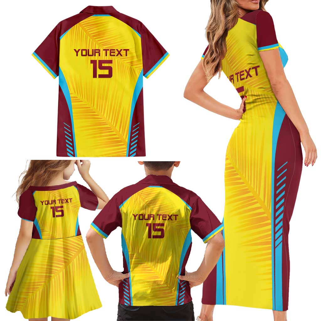 Custom West Indies Cricket Family Matching Short Sleeve Bodycon Dress and Hawaiian Shirt Go Windies Go - Wonder Print Shop
