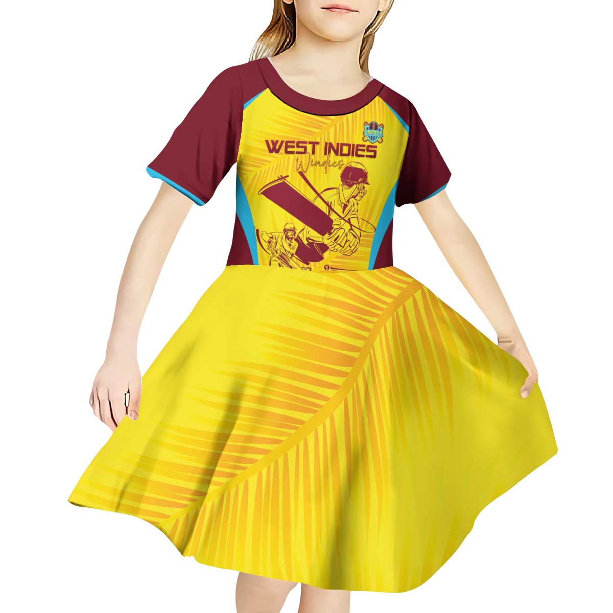Custom West Indies Cricket Kid Short Sleeve Dress Go Windies Go - Wonder Print Shop