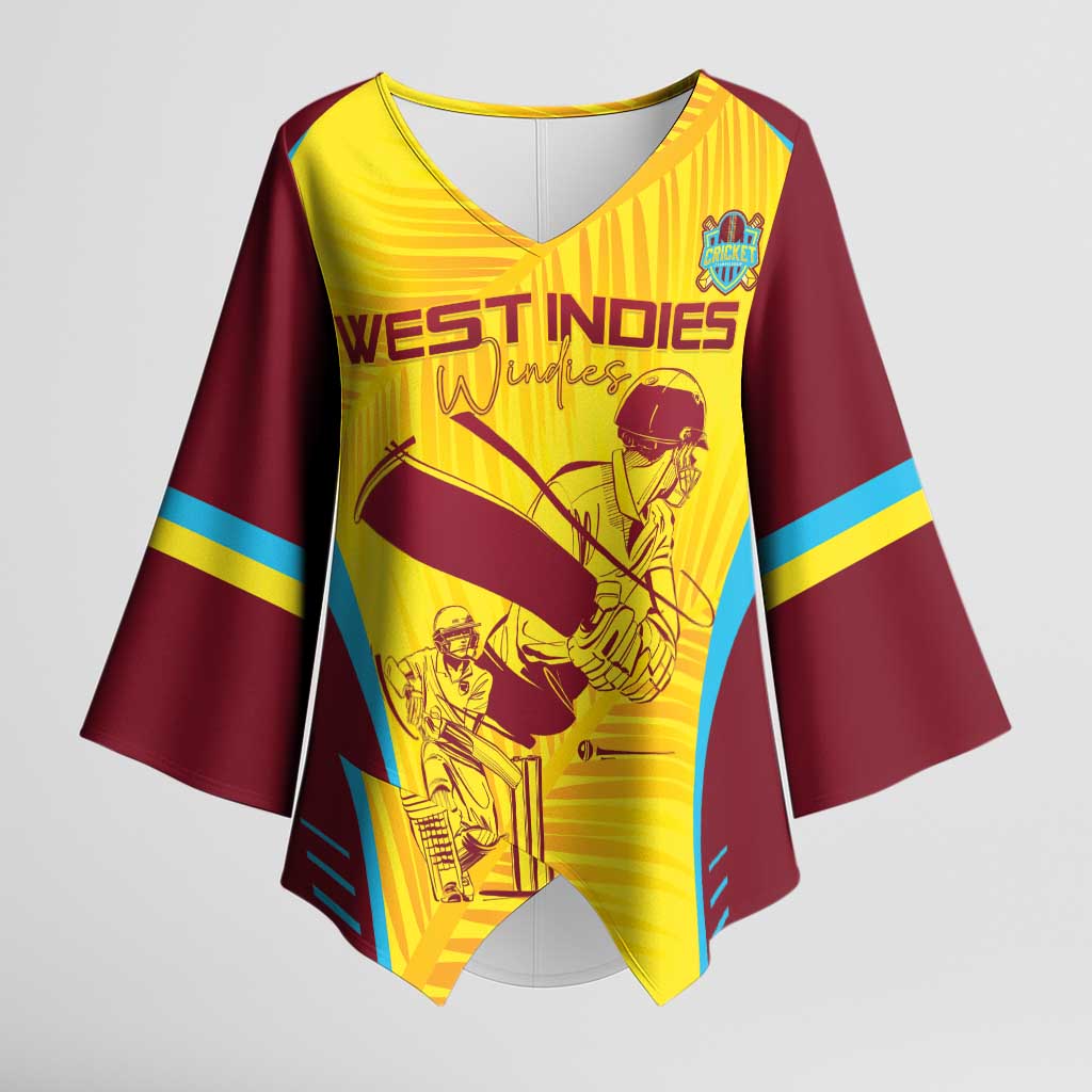 Custom West Indies Cricket Kimono Sleeve Blouse Go Windies Go - Wonder Print Shop