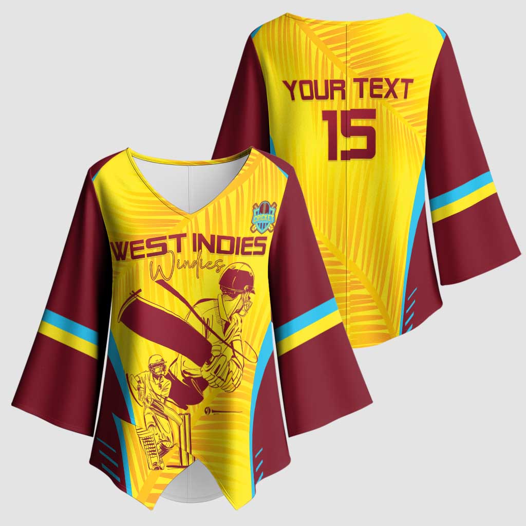 Custom West Indies Cricket Kimono Sleeve Blouse Go Windies Go - Wonder Print Shop