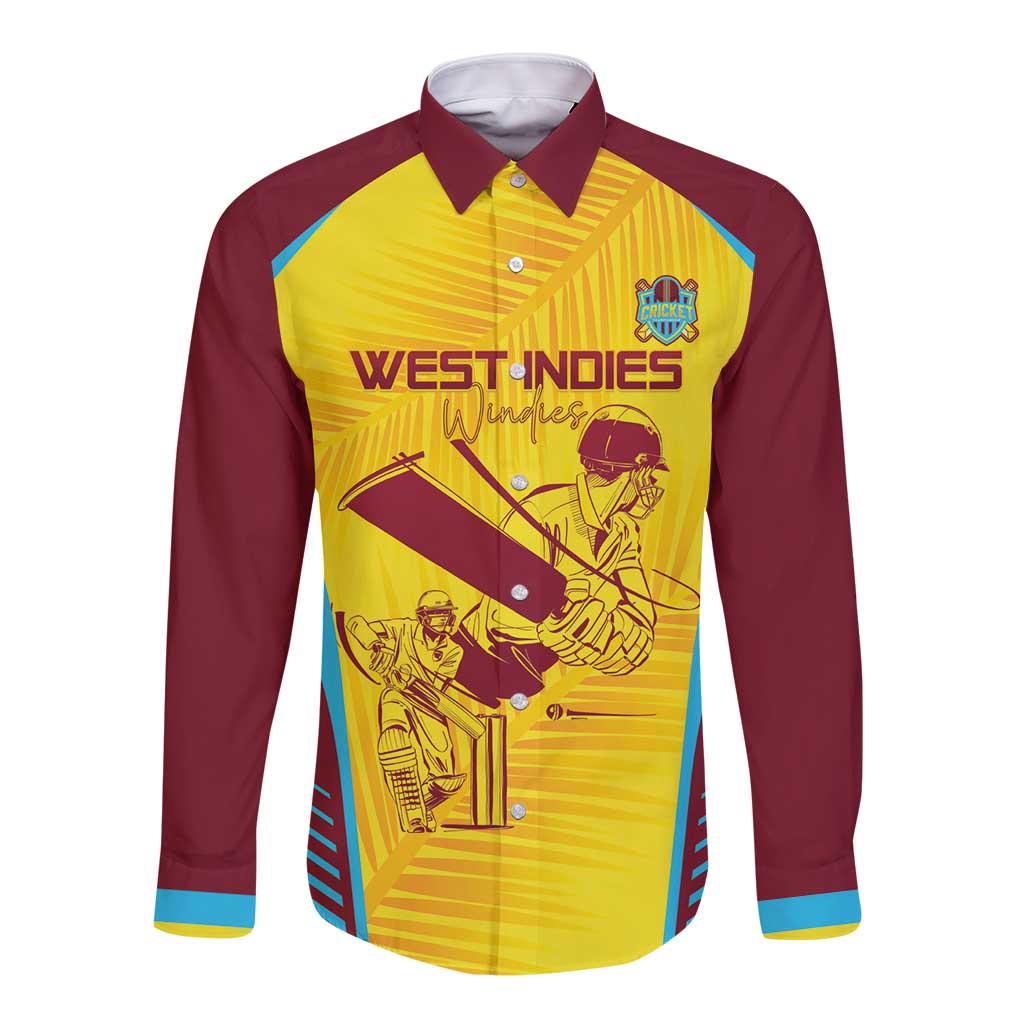 Custom West Indies Cricket Long Sleeve Button Shirt Go Windies Go - Wonder Print Shop