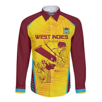 Custom West Indies Cricket Long Sleeve Button Shirt Go Windies Go - Wonder Print Shop