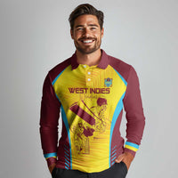 Custom West Indies Cricket Long Sleeve Polo Shirt Go Windies Go - Wonder Print Shop