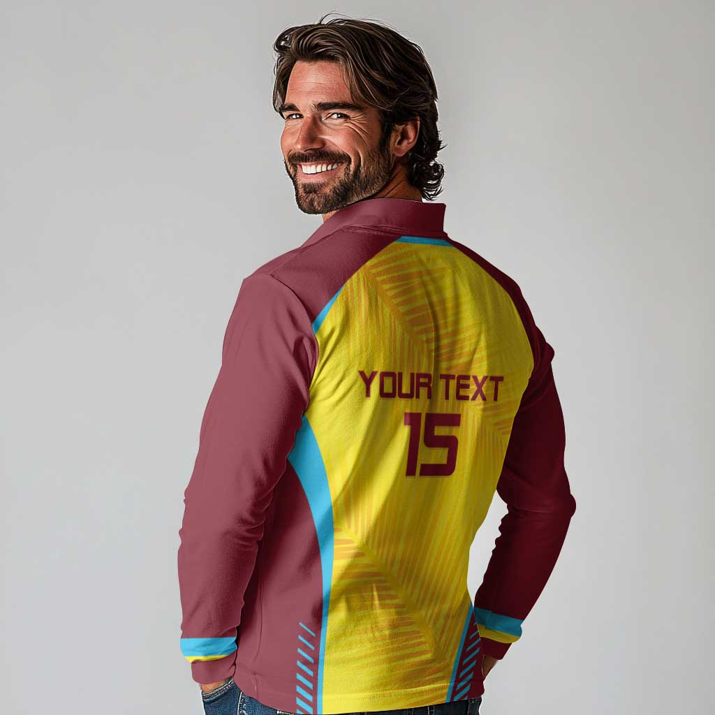 Custom West Indies Cricket Long Sleeve Polo Shirt Go Windies Go - Wonder Print Shop